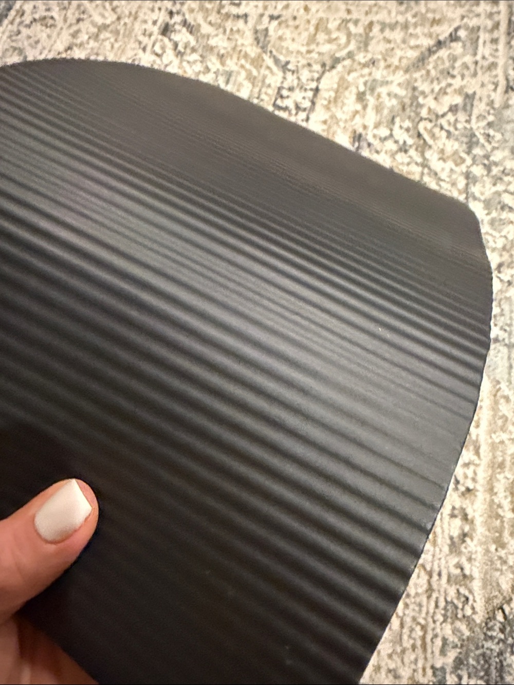 Black Ribbed extra cushion Exercise small Mat - Picture 4 of 5